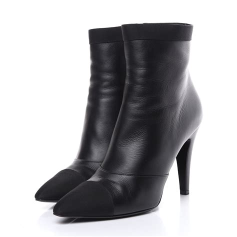 chanel short boots black|chanel grosgrain cap toe boots.